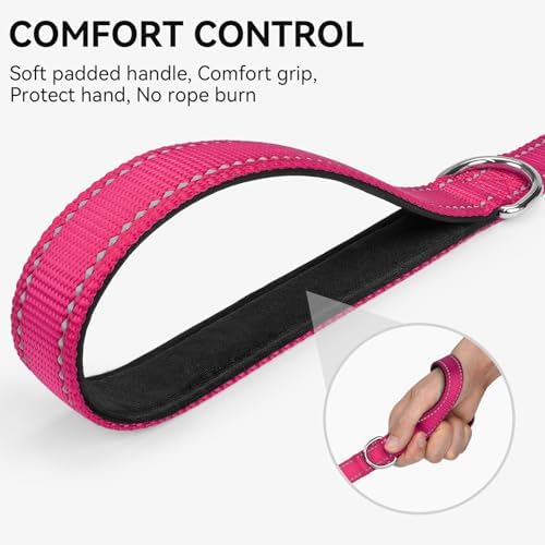 Joytale Reflective Dog Leash for Medium & Large Dogs, 4 FT x 1", Hotpink - Image 3