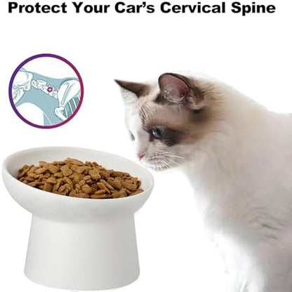 Elevated Cat Bowls, 15° Tilted Ceramic Raised Cat Food and Water Bowl Set, Whisker-Friendly Porcelain Pet Feeder Dishes for Indoor Cats and Small Dogs,White,6.2 Inch,2 Pack - Image 4