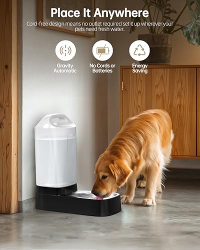 Automatic Dog Water Bowl Dispenser with Filter - 2.4 Gal Large Gravity Auto Pet Water Feeder Waterer with Stainless Steel Bowl & Easy Carry Handle for Large Dog Cat Multi Pet Use - Image 5