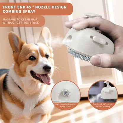 Cat Steam Brush for Shedding, 4 in 1 Rechargeable Steam Brush for Cats and Dogs, Anti-Static, Massage, Cleaning, Shedding & Combing All in One! - Image 2