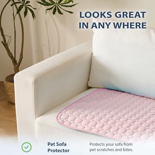 MICROCOSMOS Summer Cooling Mat & Sleeping Pad- Water Absorption Top, Materials Safe, Easy Carry, EZ Clean. Keep Cooling for Pets, Kids and Adults.(Pink, 48" x48") - Image 4