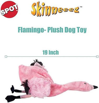 SPOT Skinneeez Flamingo 19 Inch Stuffing-Free Plush Dog Toy with Dual Squeakers – Long Interactive Chew Toy for Medium and Large Dogs – Mess-Free Play for Light & Moderate Chewers - Image 2