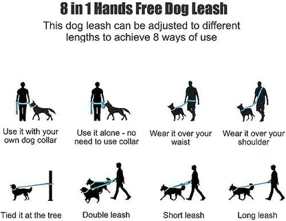 Mile High Life Hands Free Dog Leash, Crossbody Waist Leash with Genuine Leather Connection, Multifunctional Adjustable Slip Lead for Dog Walking Running (Blue Gray, 7FT) - Image 3