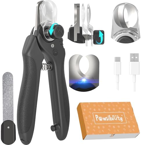 Pawsibility Pet Nail Clipper PRO 2026 -​​ ​​Quick-Vision LED Light | 2-Stage Adjustable Professional-Grade Blade | Adjustable Magnifier Safety Guard - for Cats, Small, Medium and Large Dogs​ - Black by Pawsibility