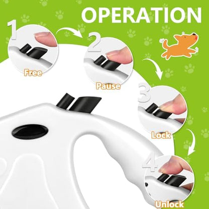 Retractable Dog Leash, 16ft Dog Walking Leash for Small Dogs up to 77lbs, Non-Slip Handle (White) - Image 4
