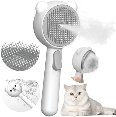 Cat Steam Brush with 2 Spray Levels & Release Button 4-in-1 Cat Water Brush by POIIOPY