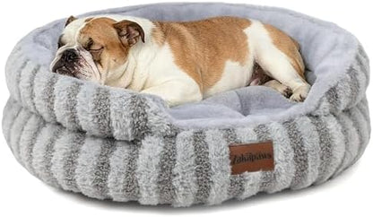 Washable Round Cat Bed Puppy Bed, Soft Corduroy Fleece Pet Bed by ZAKAPAWS