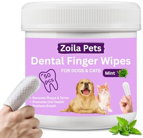 Dog & Cat Dental Wipes - Finger Toothbrush for Plaque, Tartar & Breath by ZoilaPets