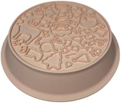Snowman/Christmas 2-in-1 Silicone Slow Feeder & Licking Mat - BPA Free, Dishwasher Safe, 500ml Capacity, Perfect for Dogs & Cats (Pale Pink)