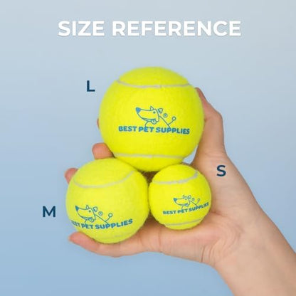 Best Pet Supplies Interactive Squeaky Dog Chew Toy, Ideal Dog Toys for Chewers, Small, Medium & Large Dogs, and Fetch Lovers - Tennis (Yellow), Small (Pack of 4) - Image 5