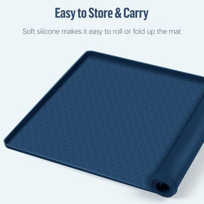 Pee Pad Holder for Dogs 51''x25.6'' Silicone Puppy Pee Pad Tray, Blue - Image 6