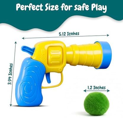 50 Count 1.2 Inches Pom Pom Balls with Cat Ball Launcher, Interactive Cat Toy for Indoor Kittens, 25 Pcs Sparkle and 25 Pcs Simple Pompoms are Included for Exercise, Training & Boredom Relief - Image 2
