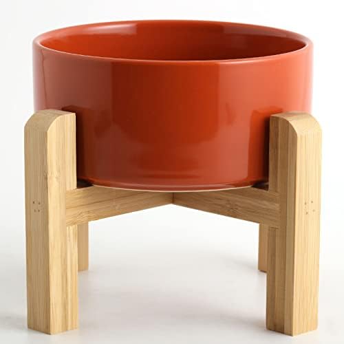 Petygooing 28 OZ Rust Red Elevated/Raised Ceramic Dog Bowl for Small and Medium Breeds, Dog Food Water Dish with Stand,Pet Feeding Bowl with Anti Slip Rubber for Cats Small and Medium Dogs (3.6 Cups) by PetygooingforYOURLOVEDPET