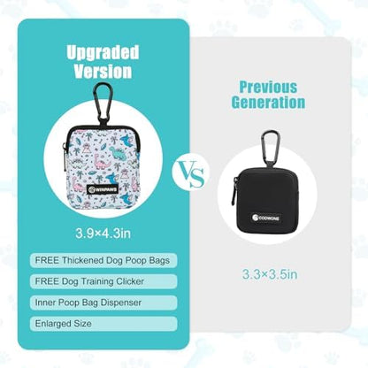 Dog Treat Pouch with Training Clicker,Waterproof Nylon Fabric Poop Bag Holders for Leashes,Hands Free Small Dog Walking Bag with Carabiner, Pet Puppy Training Walking Essentials (Dinosaur) - Image 5
