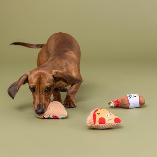 Fringe Studio Plush Dog Toy, 3 Pieces Set, Slice N’ SIP, Pet Shop Collection (662177) - Image 4
