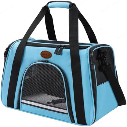 Cat Carrier Dog Carrier Pet Carriers for Medium Small Cats Dogs Puppies up to 25 Lbs,TSA Airline Approved Small Dog Cat Carriers Soft Sided,Collapsible Travel Puppy Carrier (Blue, Large) by ROSEBB