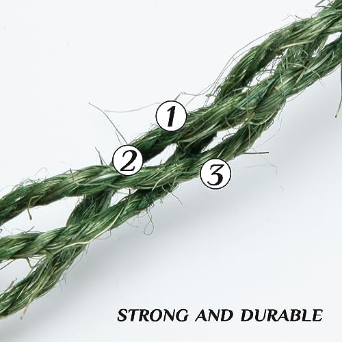 Green Sisal Rope 1/4 Inch by 98-Feet for Cat Scratching Post Tree Tower Replacement Repair and Replace, DIY Hemp Twine Rope for Kittens Shelves Furniture Window Bed Perch House Climbing, 6mm by 30m - Image 3