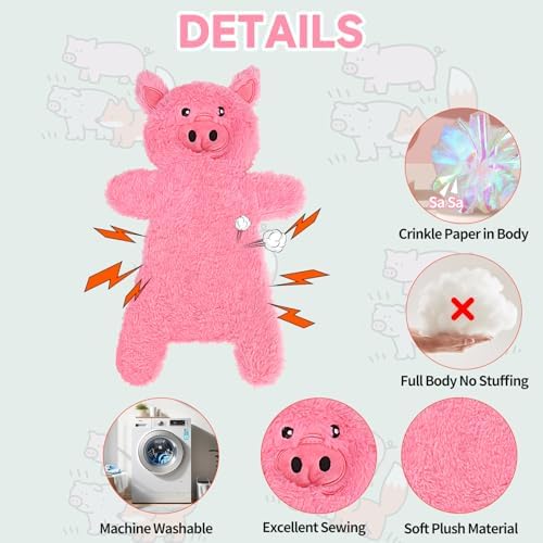 Mihachi No Stuffing Crinkle Dog Toys,2-in-1 Holds Water Bottles-Cruncher with Puncture Resistant Squeaker, Dog Squeak Toys Plush Dogs Chew Toy for Small Medium Large Breed Chewer, Pig - Image 3