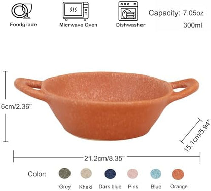 Ceramic Cat Bowl Cats Dishes for Food and Water, 8.3 Inch Dog Bowls, 7 oz Ceramic Cat Food Bowl, Whisker Fatigue Pet Plate, Pet Water Bowls with Handle Perfect for Indoor Cats (Orange) - Image 2