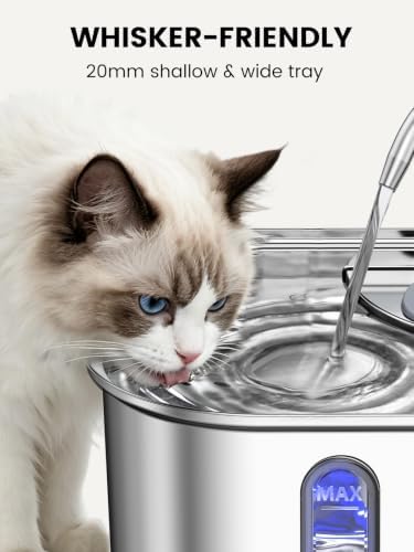 Stainless Steel Cat Water Fountain for Cats Indoor 3.2L 108oz BPA-Free S304 - Image 2