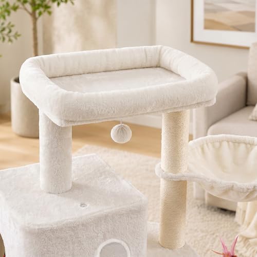 HUITREE 45in Cat Tree Tower with Big Condo for Indoor Cats,Cat Tower with Scratching Post,Scratching Board and Cat Toys,Multi-Level,Small Space,Transformer Cat Tree (336B) - Image 3