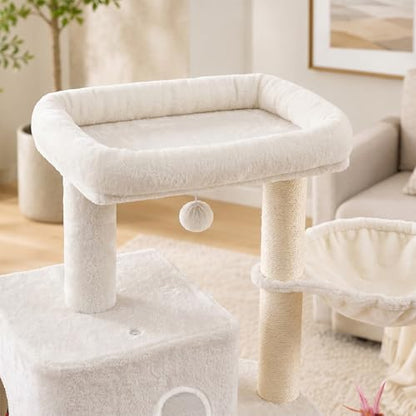 HUITREE 45in Cat Tree Tower with Big Condo for Indoor Cats,Cat Tower with Scratching Post,Scratching Board and Cat Toys,Multi-Level,Small Space,Transformer Cat Tree (336B) - Image 3