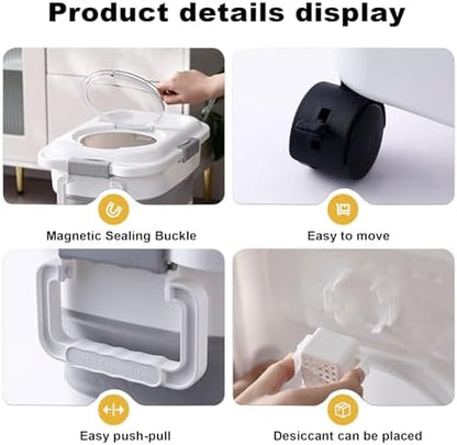 SEWIU 2pack 25 lbs Dog Food Storage Container,Collapsible Dog Food Container with Scoop,Pet/Dog/Cat/Bird Food/Cat litter Storage Containers to Keep Dry,Easy to Move.(Black+white) - Image 3