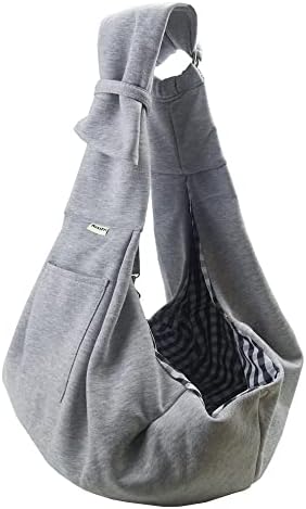 Pet Sling Carrier Adjustable Shoulder Strap Puppy Tote Hands Free Reversible Pet Backpack for Outdoor Travel Classci Grey by NextFri