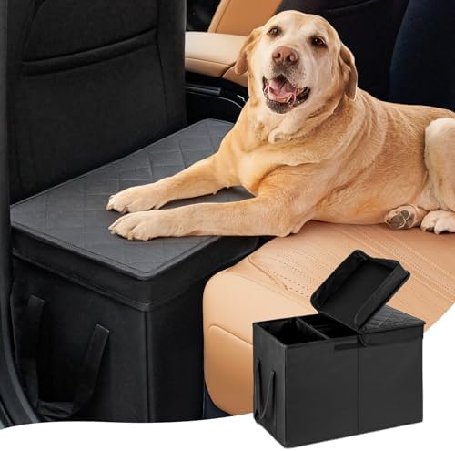 Car Seat Extender for Large Dogs, Back Seat Extender for Dogs up to 120 LBS Large Dog Extender with Storage Car Organizer Gap Filler for Front or Back Seat by UNICITII