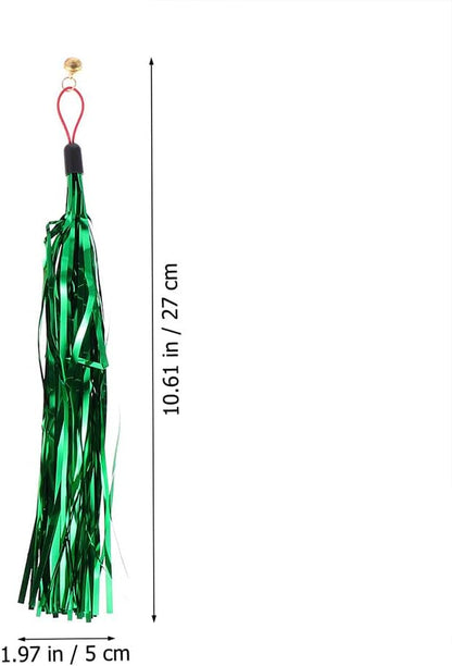 LUOZZY 16 Pcs Cat Teaser Wand Metallic Foil Tassel Cat Wand Toy Replacement with Bell Interactive Catcher Teaser for Pet, Random Color