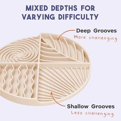 Awoo Paradise - Dog Lick Mat for Slow Feeding & Anxiety - Non-Slip Silicone Slow Feeder with Suction Cups - Dishwasher Safe Pet Dish for Grooming, Training, and Boredom Relief (Almond) - Image 4