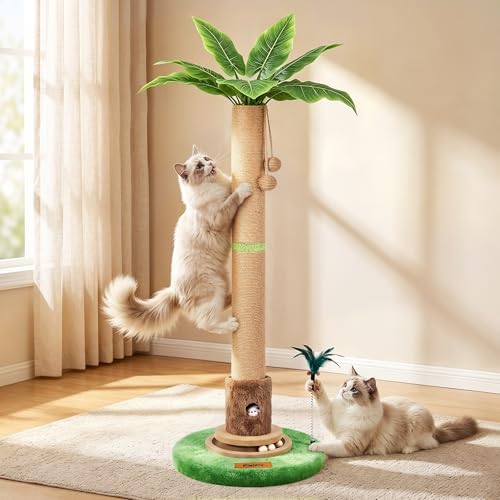 【Material Upgrade】 Famifit 50.8" Plant Cat Scratching Post, Tall Cat Tree by Famifit