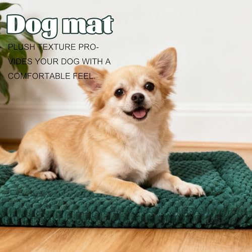 Dog Bed Crate Mat, Soft Durable Washable Anti-Slip Kennel Pad for Dogs & Cats, Reversible (Dark Green, L(35"*23"*1.5")) - Image 2
