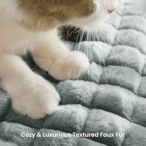 Cat Couch Bed with Fluffy Faux Rabbit Fur for Indoor Cats, 30 Inch - Image 6
