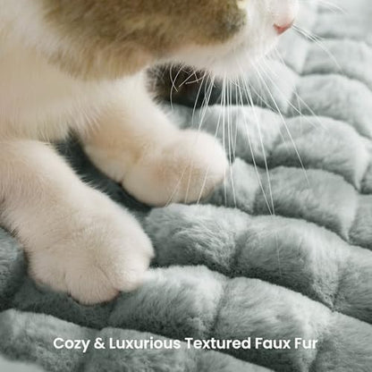 Cat Couch Bed with Fluffy Faux Rabbit Fur for Indoor Cats, 24 Inch - Image 5