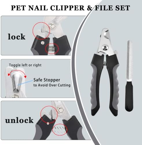 7PCS Dog Grooming Brush Kit for Shedding and Matted Fur, Self-Cleaning Slicker Brush with Undercoat Rake, Flea Comb for Long-Haired Pets, Grey - Image 4