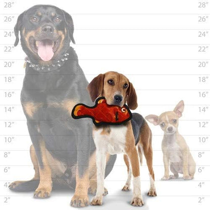 TUFFY - World's Tuffest Soft Dog Toy - Ocean- Squeakers - Multiple Layers. Made Durable, Strong & Tough. Interactive Play (Tug, Toss & Fetch). Machine Washable & Floats. (Fish Red, Jr 2 Pack)