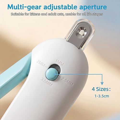 Adjustable Cat Nail Clippers with Safety Guard & Hidden File, Splash-Proof Trimmer for Kittens & Indoor Cats, Painless Blue Claw Scissors - Image 2