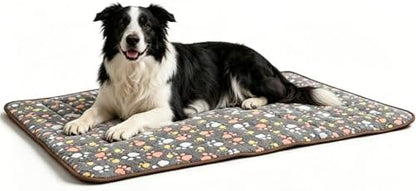 Washable Dog Bed Mat, Upgraded Non-Slip Durable Dog Bed, Soft and Comfortable, Machine Washable Luxury Kennel Pad, Paw Pattern Design Kennel Beds Mats for Large Medium Small Pets, 37.8" x 23.6" by Unknown