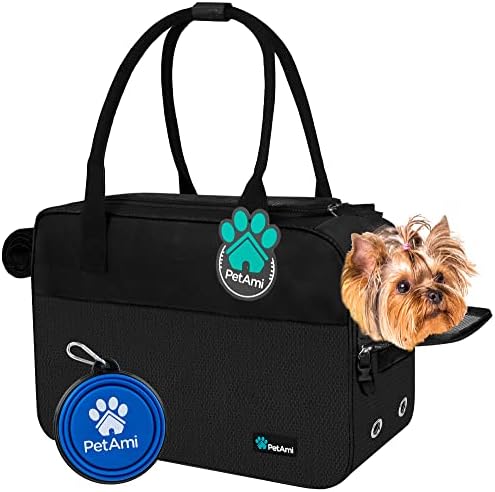 PetAmi Small Dog Purse Carrier with Pockets, Airline Approved, Black by PetAmi