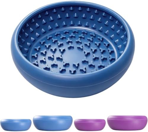 Dog Lick Bowl, Anxiety Relief Lick Mat for Dogs, Non-Slip Freeze Licking Bowl Enrichment Puzzle Feeder for Distraction, BPA Free Silicone, Dishwasher Safe(Blue-Medium) by FocusingonPersonalCare