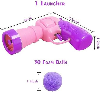 Mewlmart Interactive Cat Toys for Indoor Cats Pink Cat Pom Pom Balls Plush Ball Launcher Cat Fetch Toy Enrichment Toys 30 Balls - Image 3