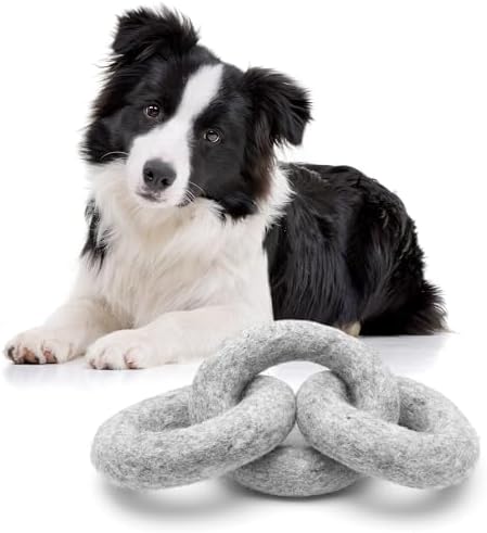 Glaciart One Felted Wool Dog Chew Rings | Durable Dog Chew Toy, Puppy Chew Toys for Teething & Dog Teeth Cleaning | Pet Toys Fetch Games & for Anxiety/Boredom | Great for Small, Medium or Large Dogs by GlaciartOne