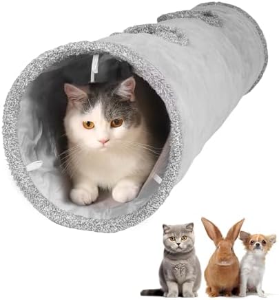 Cat Tunnels for Indoor Cats 51 Inch Collapsible Play Tube Peek Holes Toys by KOSMUSMO