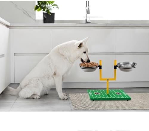 NFL Baltimore Ravens Goalpost Football Field Dog Feeder – Adjustable Elevated Dog Bowls with Stand, 2 Stainless Steel Bowls, Non-Slip Rubber Feet, Raised Pet Feeder for Large & Small Dogs, Cats. - Image 3