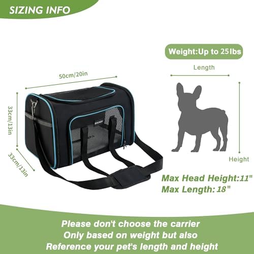 Soundy Large Cat Carrier Dog Carrier Under 25 Lbs,Collapsible Ventilated Portable Pet Bag with Soft Sided Breathable Mesh for Long Car Trips Maxi Load 2 Kittens or Small, Medium Dog (Large Black) - Image 5