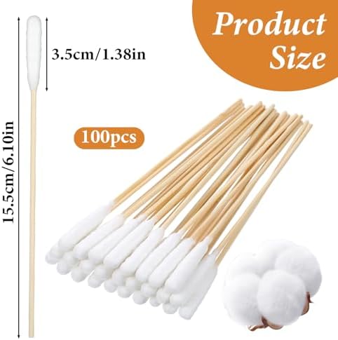 100 PCS Long Cotton Swabs for Dog Ears, 6-Inch Large Cotton Ear Swabs for Cleaning Dog Ears, Extra-Long Handle Ear Picks for Pet Cleaner Care, Long Swab for Cleaning - Image 2