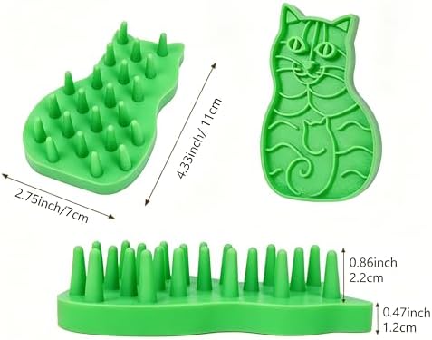 Pet Bath & Massage Brush,Pet Grooming Brush,Soft Rubber Scrubber for Brushing,Massaging,Bathing,Shampooing and Reducing Hairballs (Green, Style 1) - Image 2