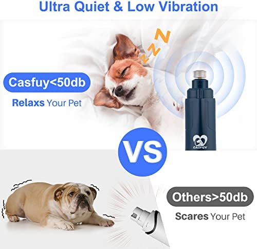 Casfuy Dog Nail Grinder with LED Light - Upgraded 2-Speed Electric Pet Nail Trimmer Powerful Painless Paws Grooming & Smoothing for Small Medium Large Dogs & Cats (Dark Blue) - Image 5