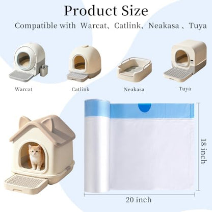 Automatic Litter Box Liners, Compatible with Warcat, Catlink, Neakasa & Tuya, 45 Count Extra Thick Drawstring Bags for Self Cleaning Litter Box, 20" x 18" - Image 2